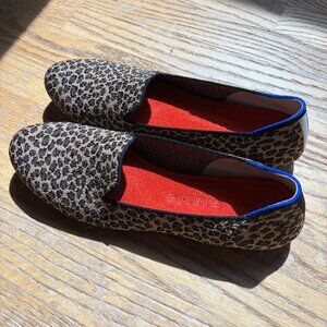 Rothy’s Size 11 Leopard Print Loafers /Black White Stripe on Heel